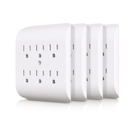 Coby Plug Adapter, 6 Outlet(s) White CB-5503